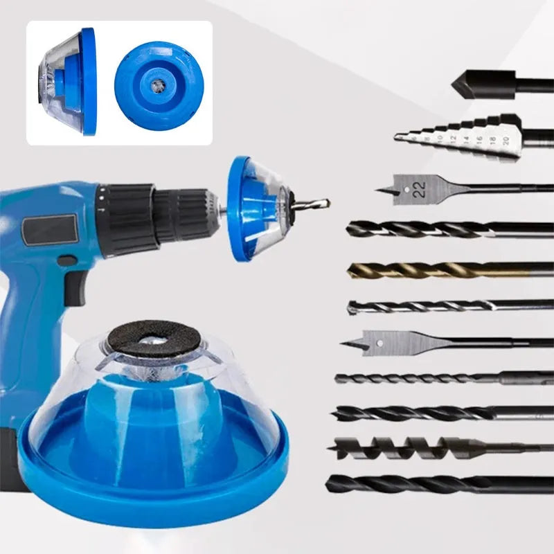 Blue plastic electric hammer drill dust stopper with sponge grip and hollow debris collection cavity.