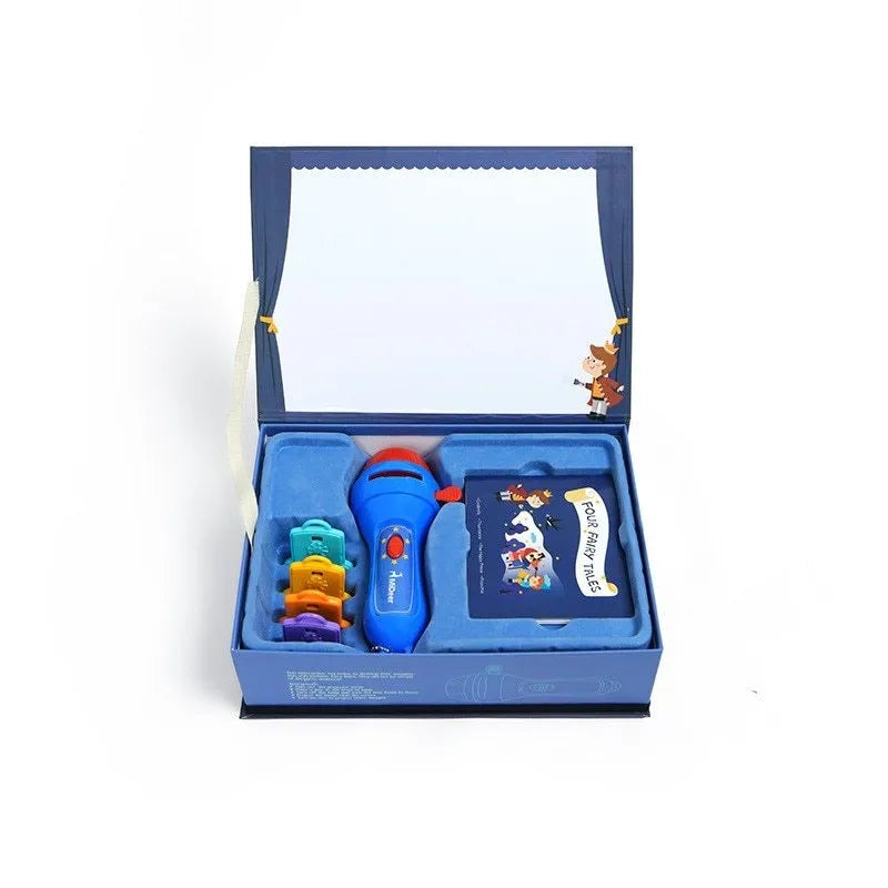 SmartKids children's story projector torch with four colourful projection discs showing fairy tale images