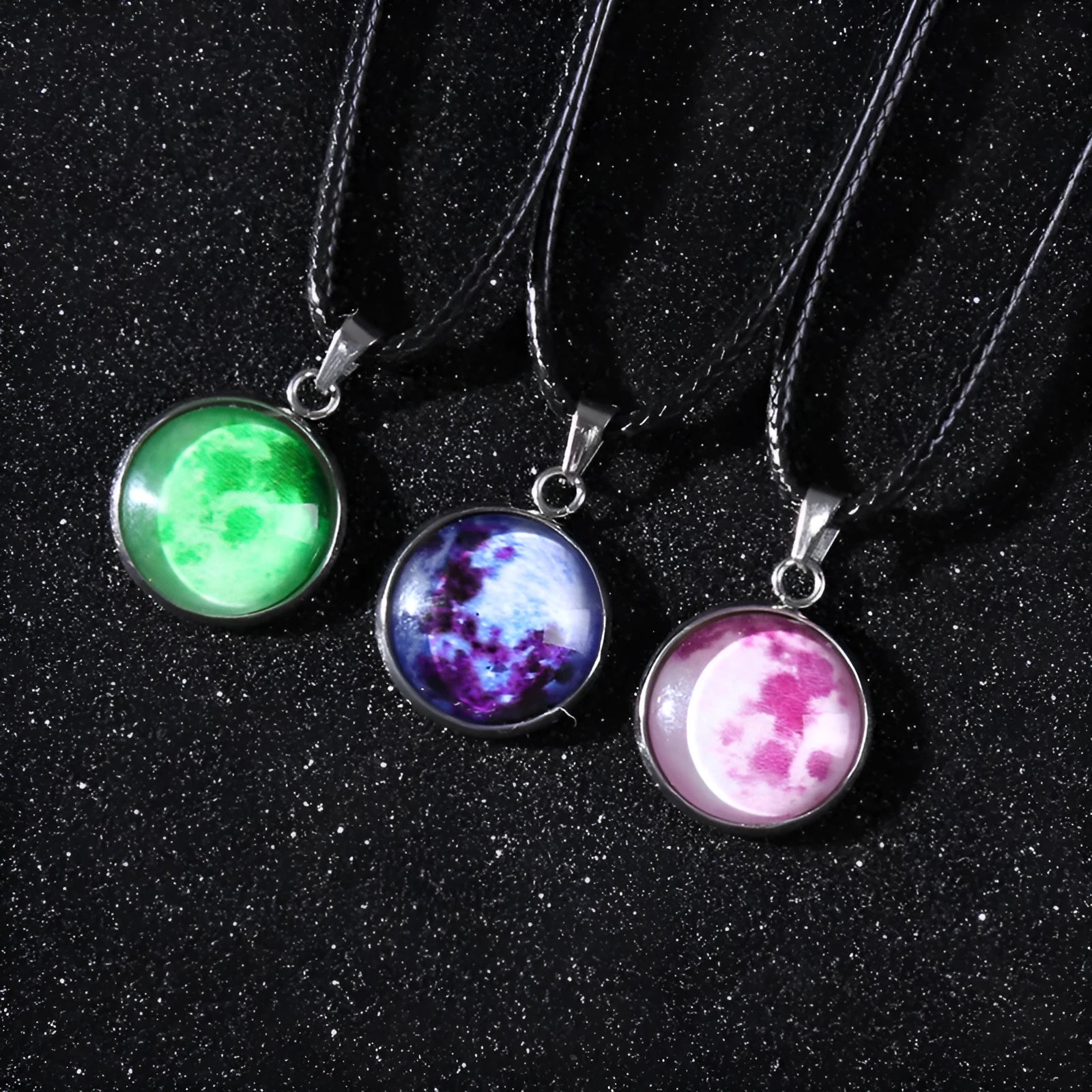 Christmas moon night sky luminous alloy pendant necklace with constellation design on adjustable chain