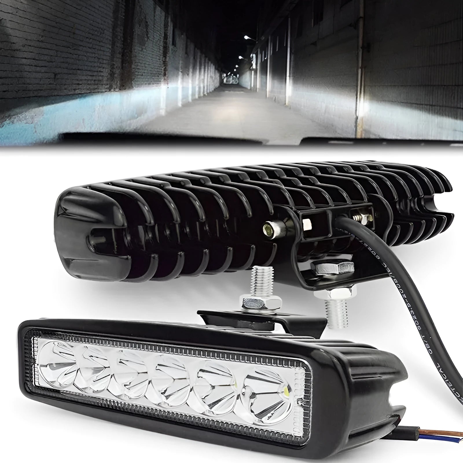 Black car auxiliary LED driving light with die-cast aluminum shell and bracket mount
