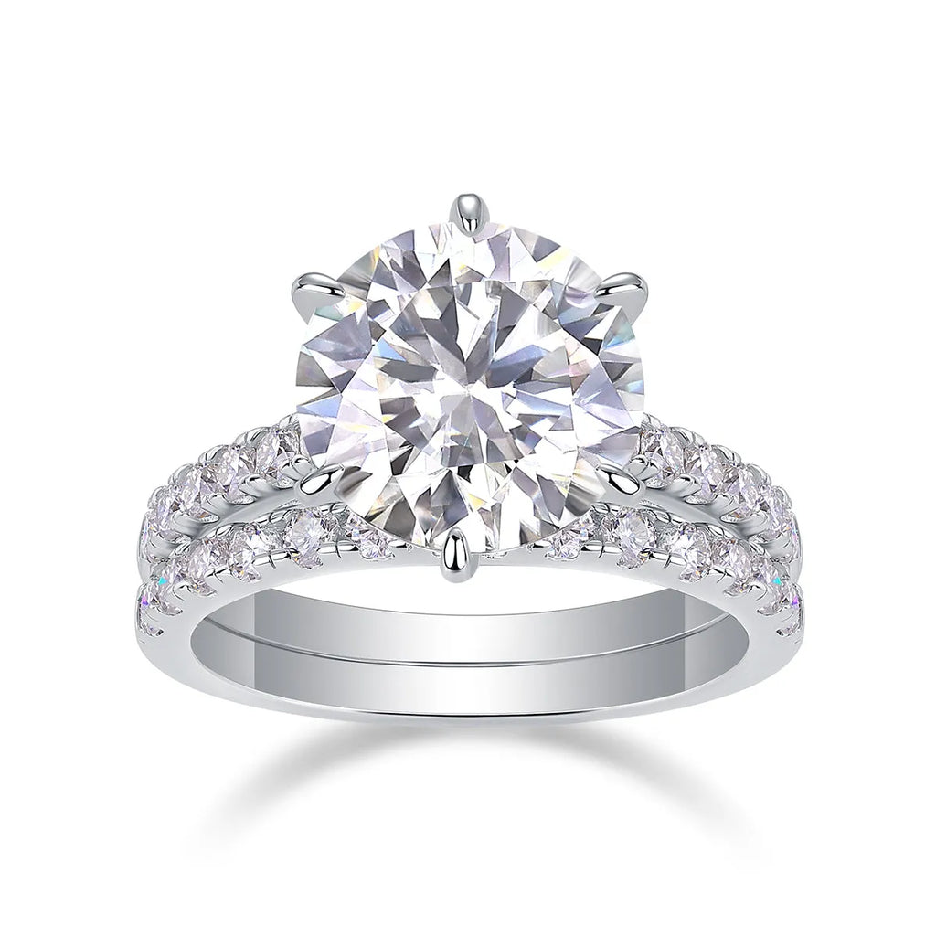 5-carat moissanite diamond look ring set S925 silver platinum plated with GRA certificate gift box