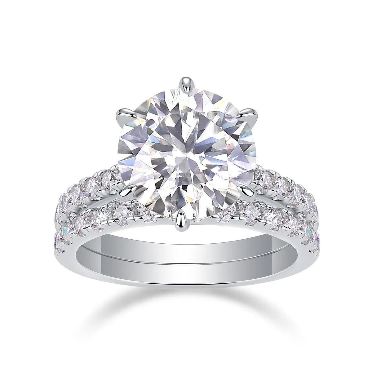 5-carat moissanite diamond look ring set S925 silver platinum plated with GRA certificate gift box