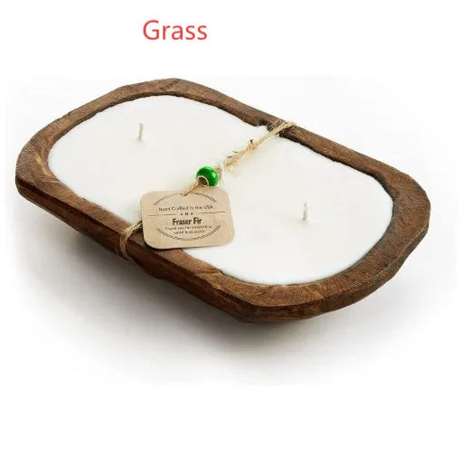 Wooden basin soy wax aromatherapy candle with triple wick and lavender scent option
