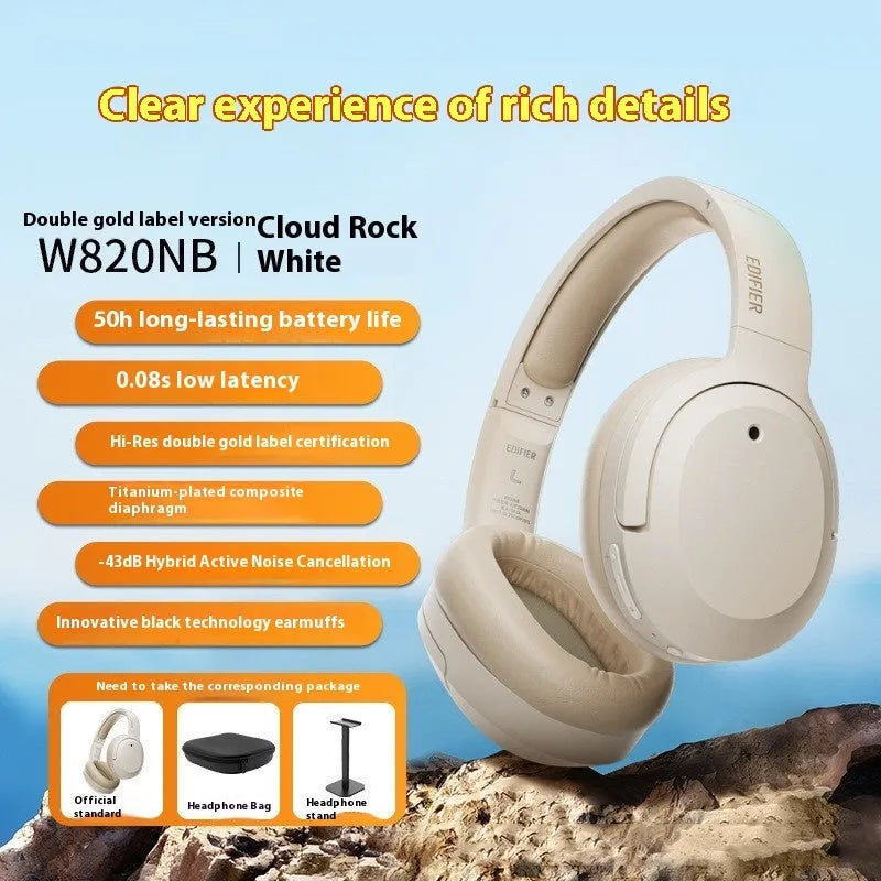 Double Gold Standard Version active noise reduction Bluetooth headset in gray over-ear design