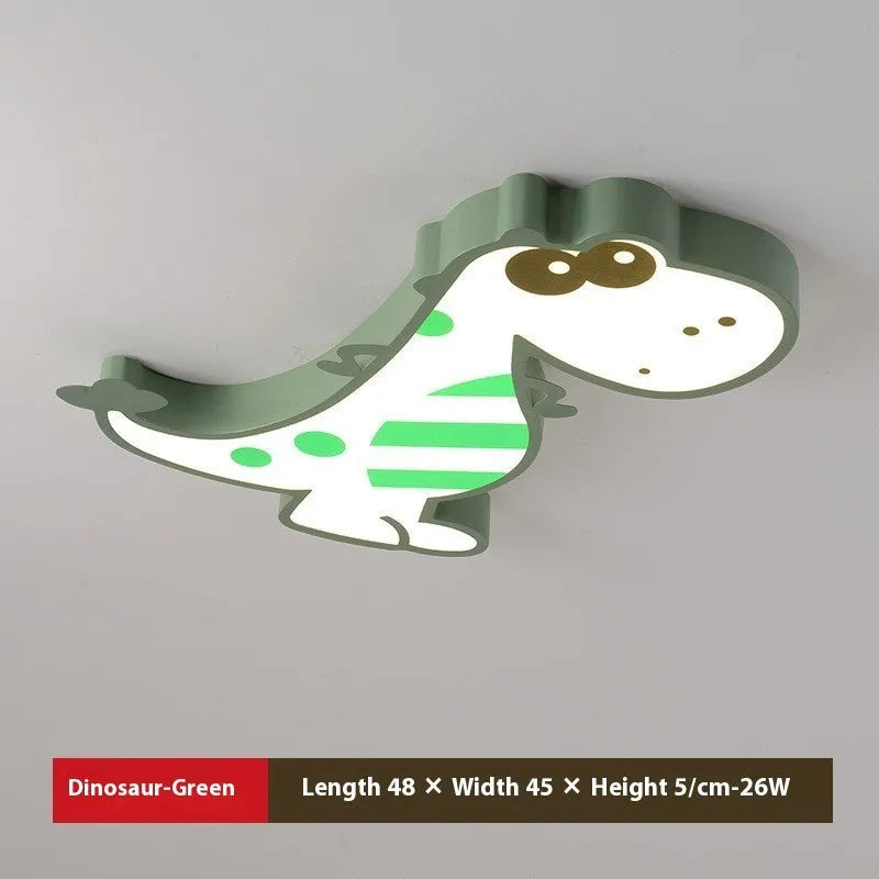 Green cartoon dinosaur ceiling light with dimmable function and PVC shade