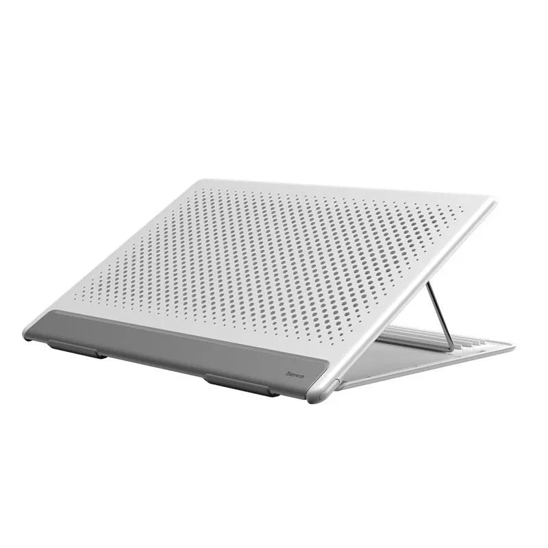 Dongdong portable alloy notebook stand in black shown on a desk