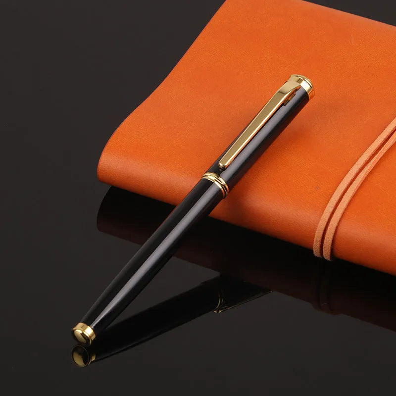 Red and black metal fountain pen with 0.5mm iridium nib for office and student writing