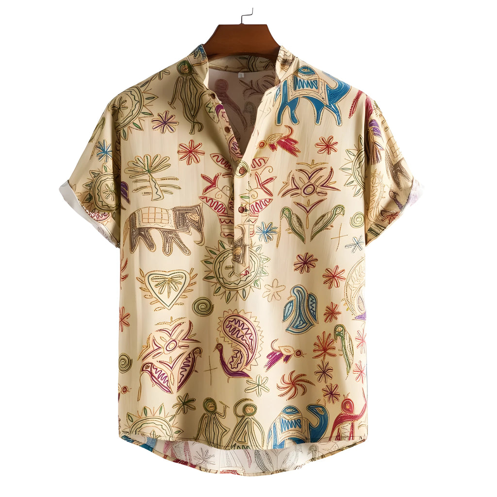Men's plus size casual cardigan shirt with 3D digital printing pattern in loose fit