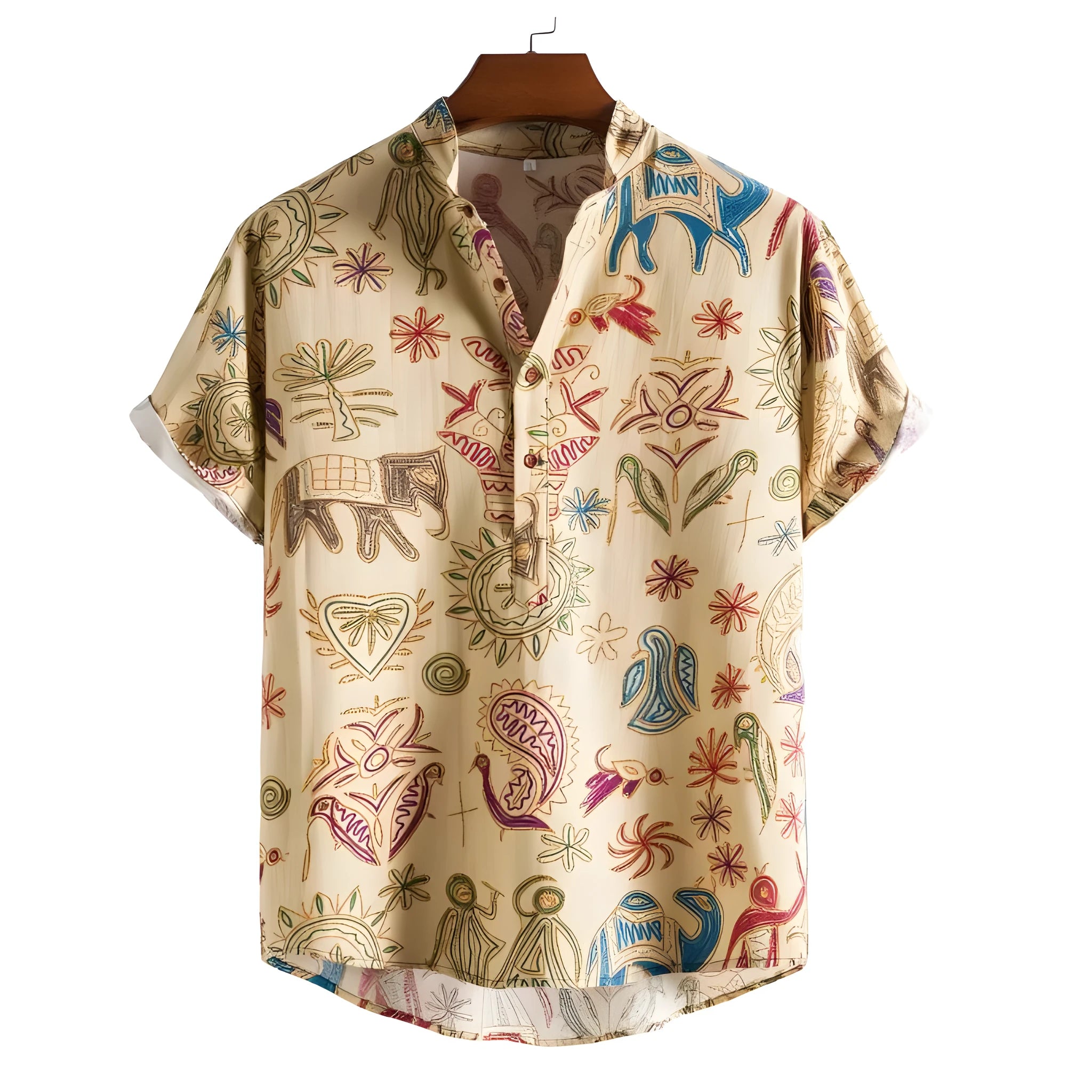 Men's plus size casual cardigan shirt with 3D digital printing pattern in loose fit