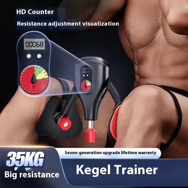 Men's Kegel trainer PC muscle exercise equipment in black or grey with optional straps and handle