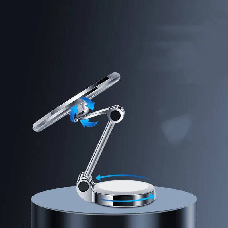 Car centre console mobile phone holder with magnetic clip and 360-degree rotation bracket in black or silver