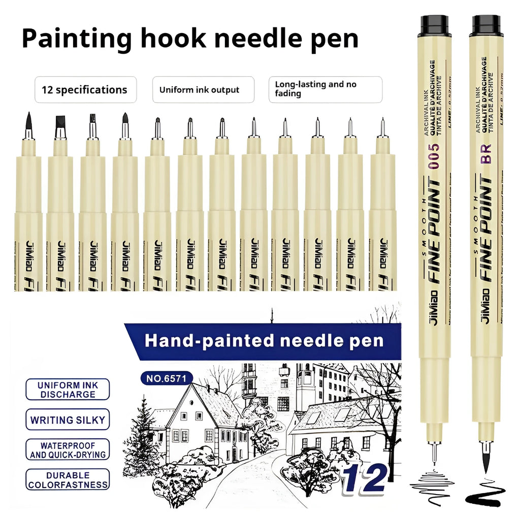 Needle drawing pen with syringe cartoon design, 133mm long with waterproof black ink