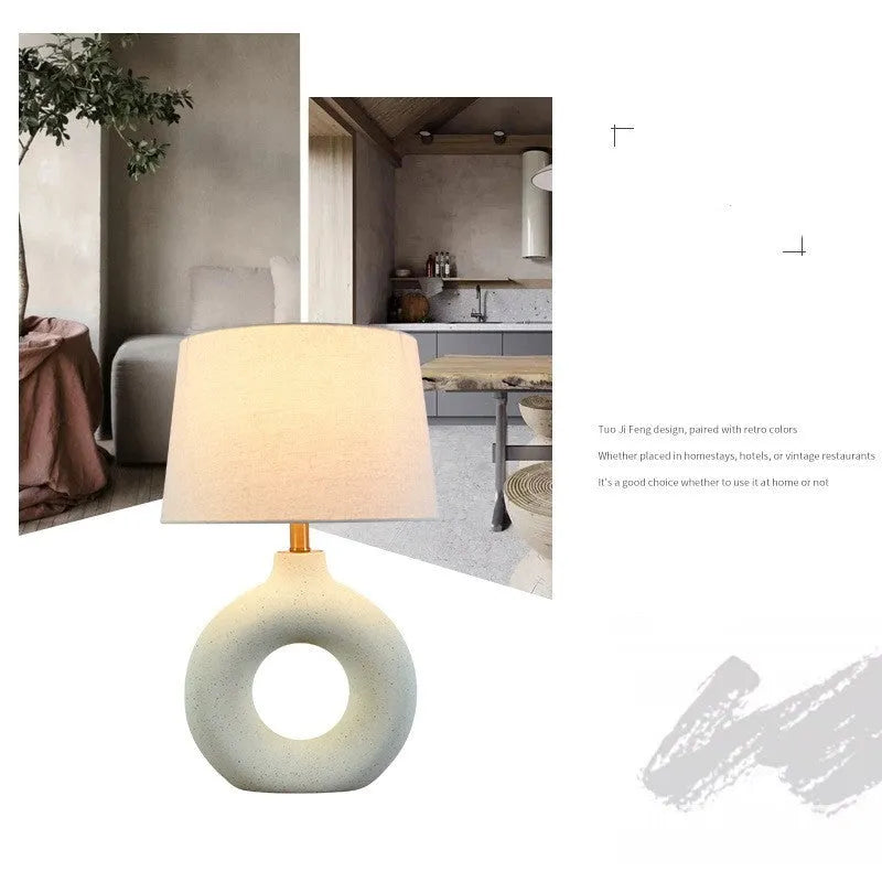 Japanese-style Feng pottery pot table lamp in white or black colour, 52cm height