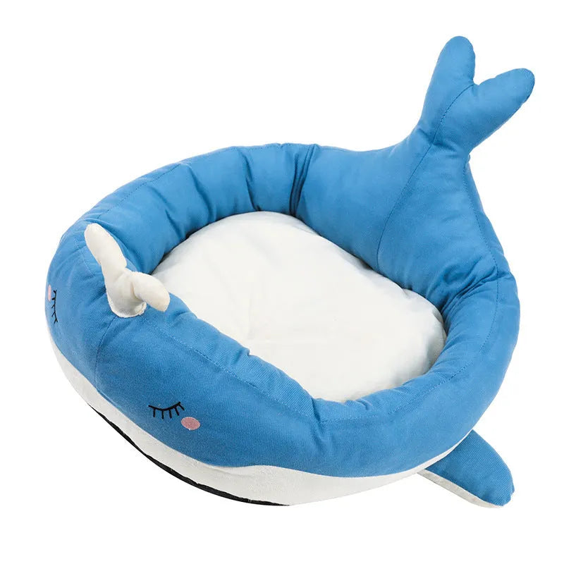 Duck-shaped fluffy pet bed sofa for small dogs and cats in blue or white colour