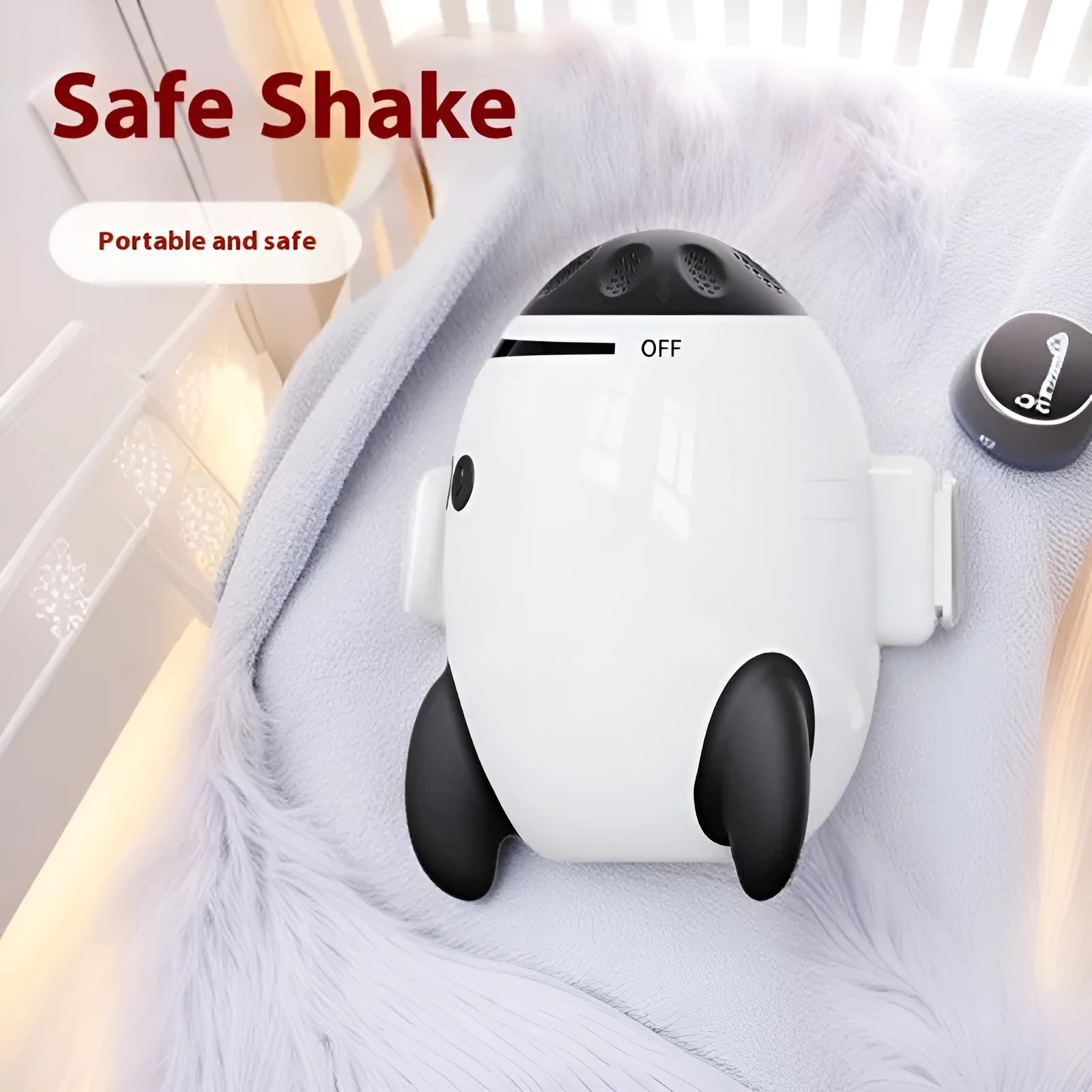 White baby stroller shaking device with Bluetooth and automatic shaking functions