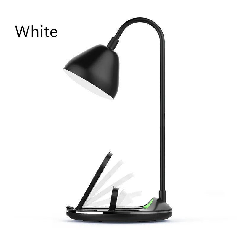 Black and white magnetic folding wireless charger extended to 320 mm height with phone and tablet charging