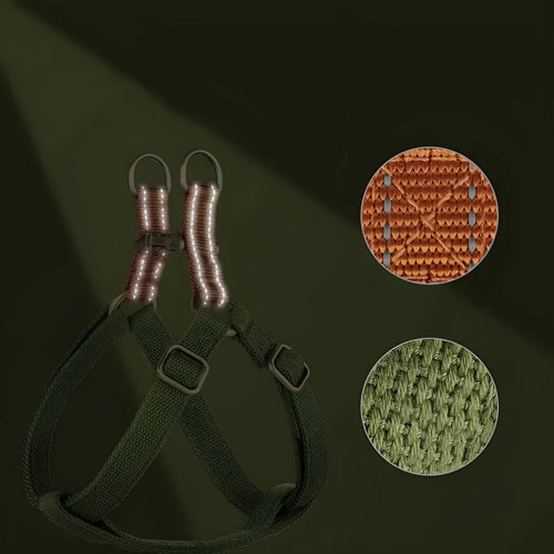 Brown vest-style dog leash with cotton belt and alloy fasteners