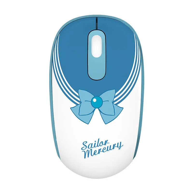 Pink Sailor Moon wireless computer mouse with USB receiver on desk