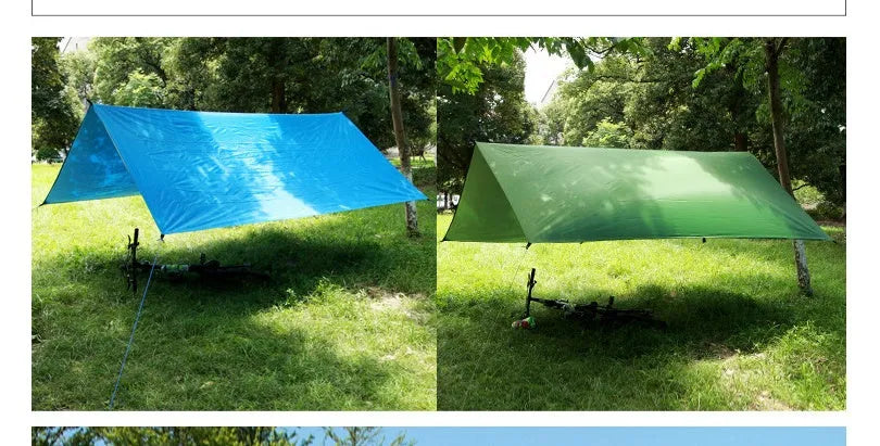 Waterproof 210D Oxford cloth awning sun shelter 300x300 cm in army green with aluminium nails and wind ropes