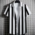 Men's striped linen short sleeve t-shirt with 3D printing design in multiple colour options