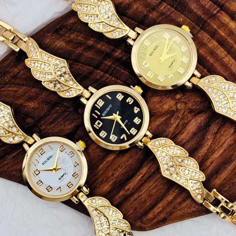 Stainless steel ladies watch with round dial on metal strap with Vachette clasp