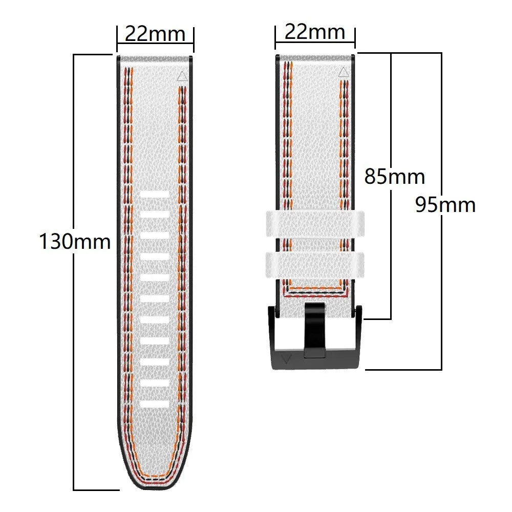 Silicone leather quick release watchband compatible with Garmin Fenix smartwatches