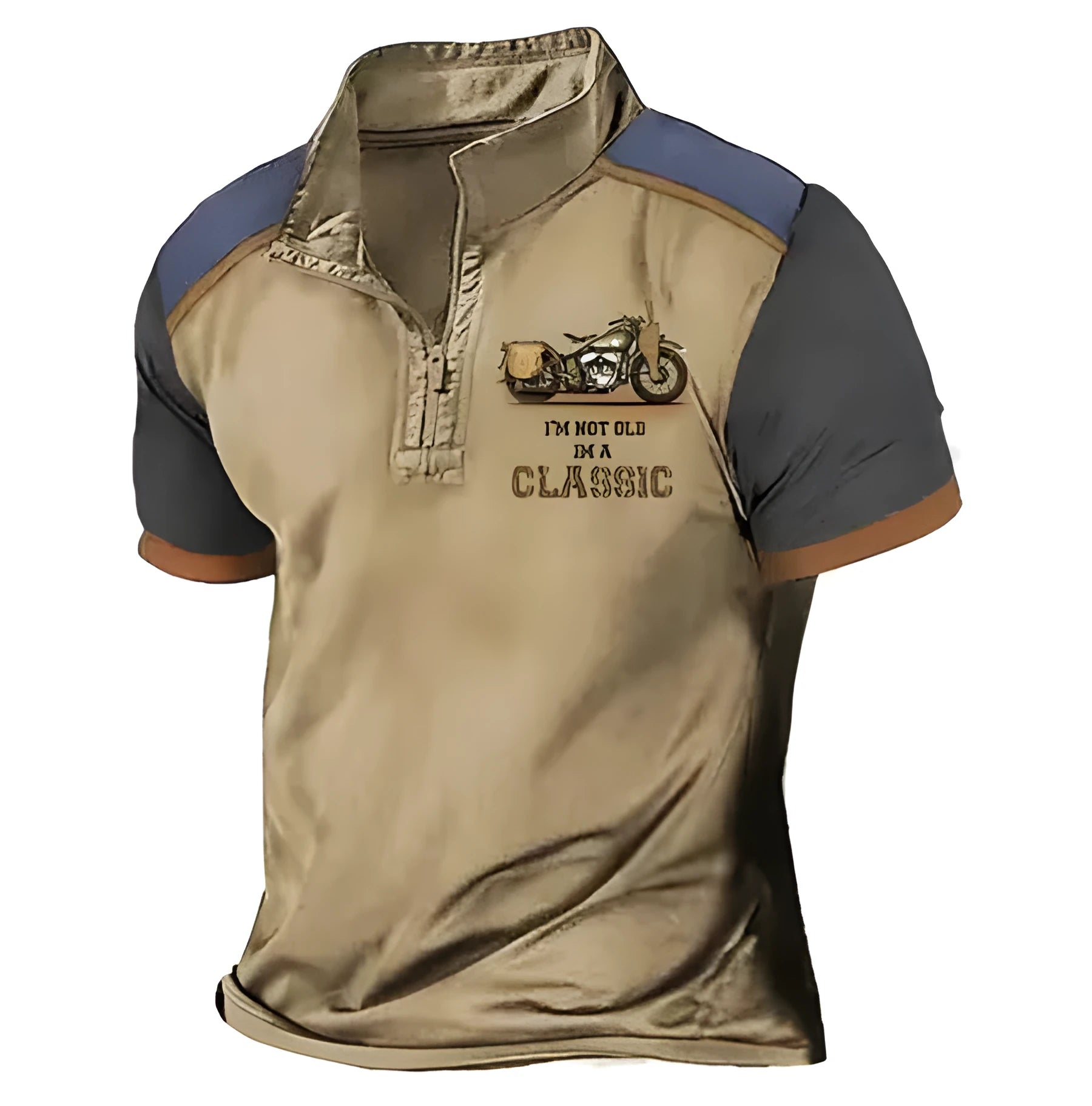 Golf polo shirt with 3D printed design on polyester bird eye fabric in loose fit pullover style