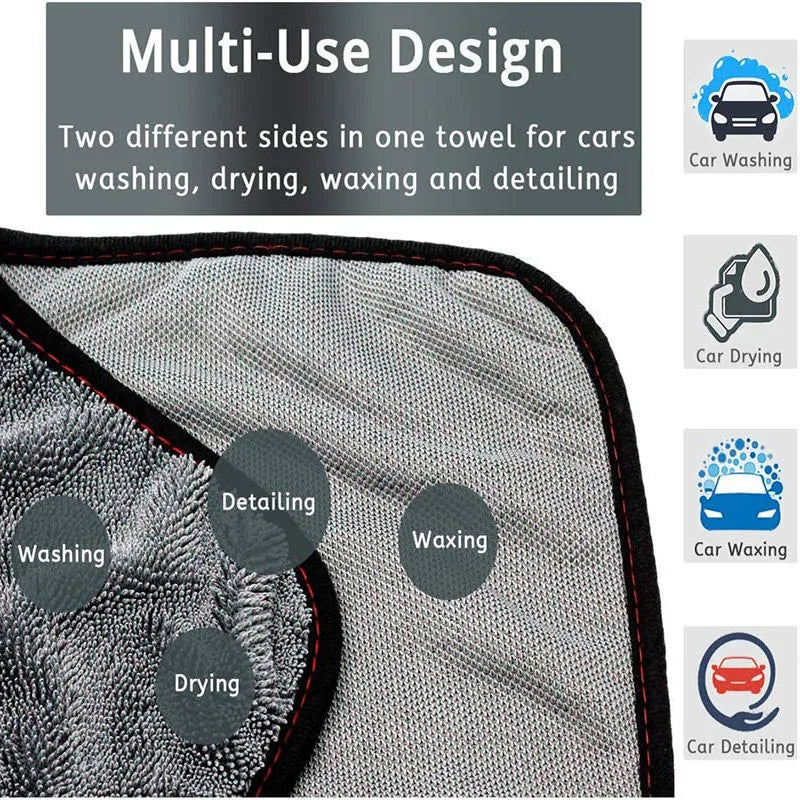 Grey microfiber car wash towel measuring 40cm by 40cm on a solid background.