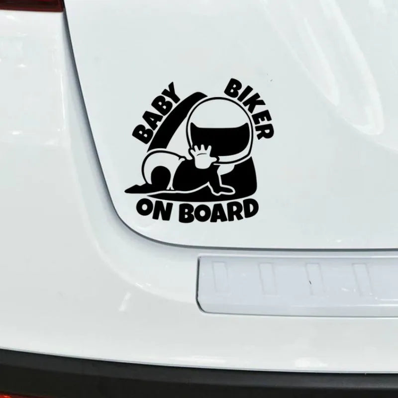 Black and white reflective BABY ON BOARD warning sticker for car window