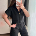 Man wearing a black Damascus print loose-fit casual short sleeve polyester top