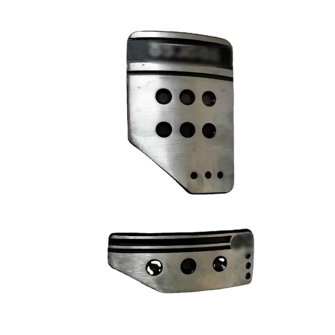 Aluminium alloy manual transmission pedal set showing accelerator, brake and clutch pedals