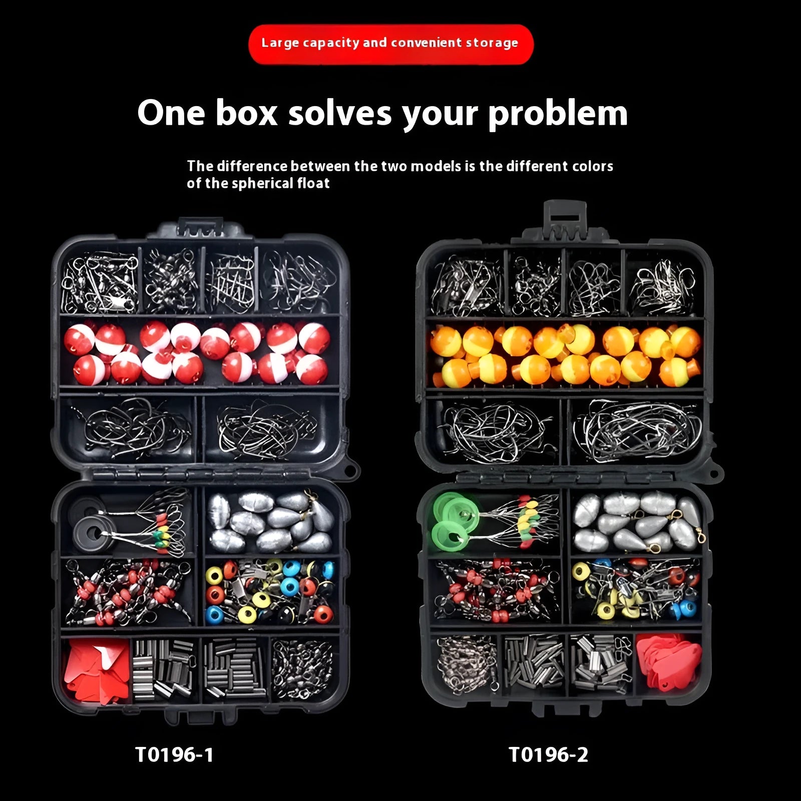 263-piece fishing accessory set with copper tube sinkers and stainless steel split shot weights in red and white