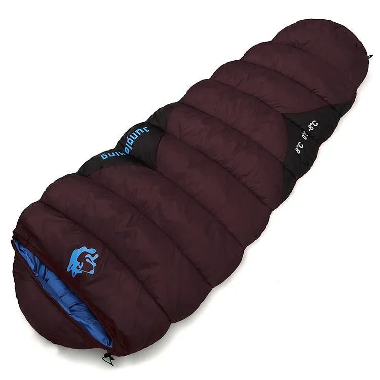 Mummy-style outdoor sleeping bag in Army Green with compression sack, shown with dimensions 230x80x50cm.