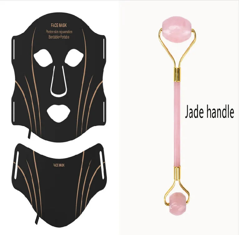 Black gold facial beauty mask with headband design and touch screen controls for IPL and LED red light therapy