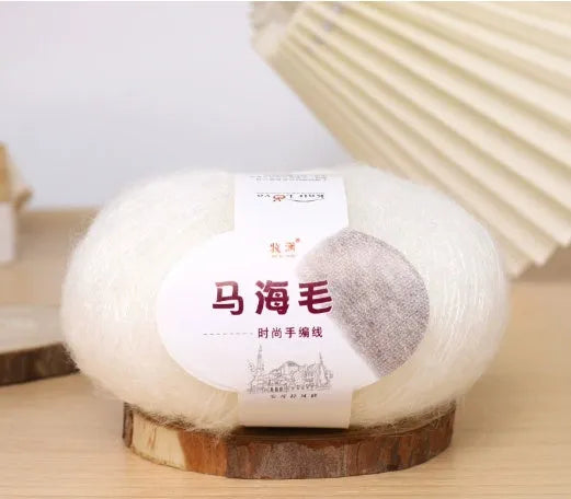 Mohair wool ball for DIY scarf knitting kit with Inverness thread in multiple colour options