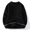 Men's grey loose fit polyester blend round neck sweater with long sleeves