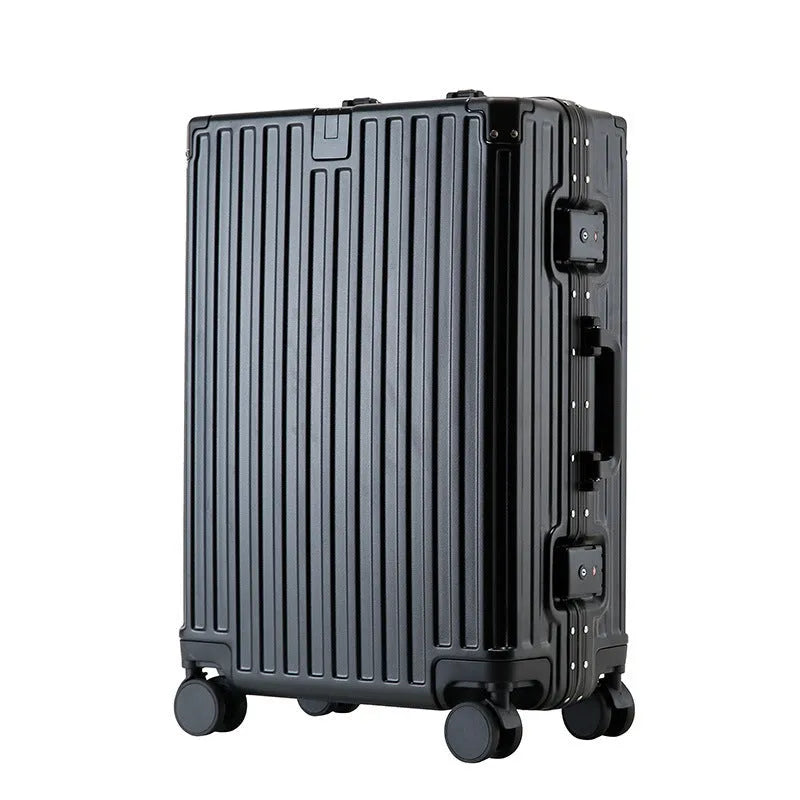 Aluminium frame ABS PC trolley case in avocado green with universal wheels and a USB port.