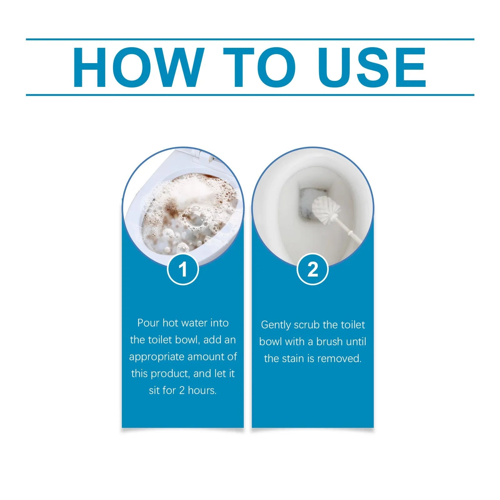 Four sachets of toilet cleaning powder with sodium bicarbonate and citric acid for descaling