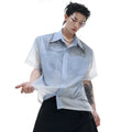 Blue loose fit casual shirt with half sleeves for summer wear