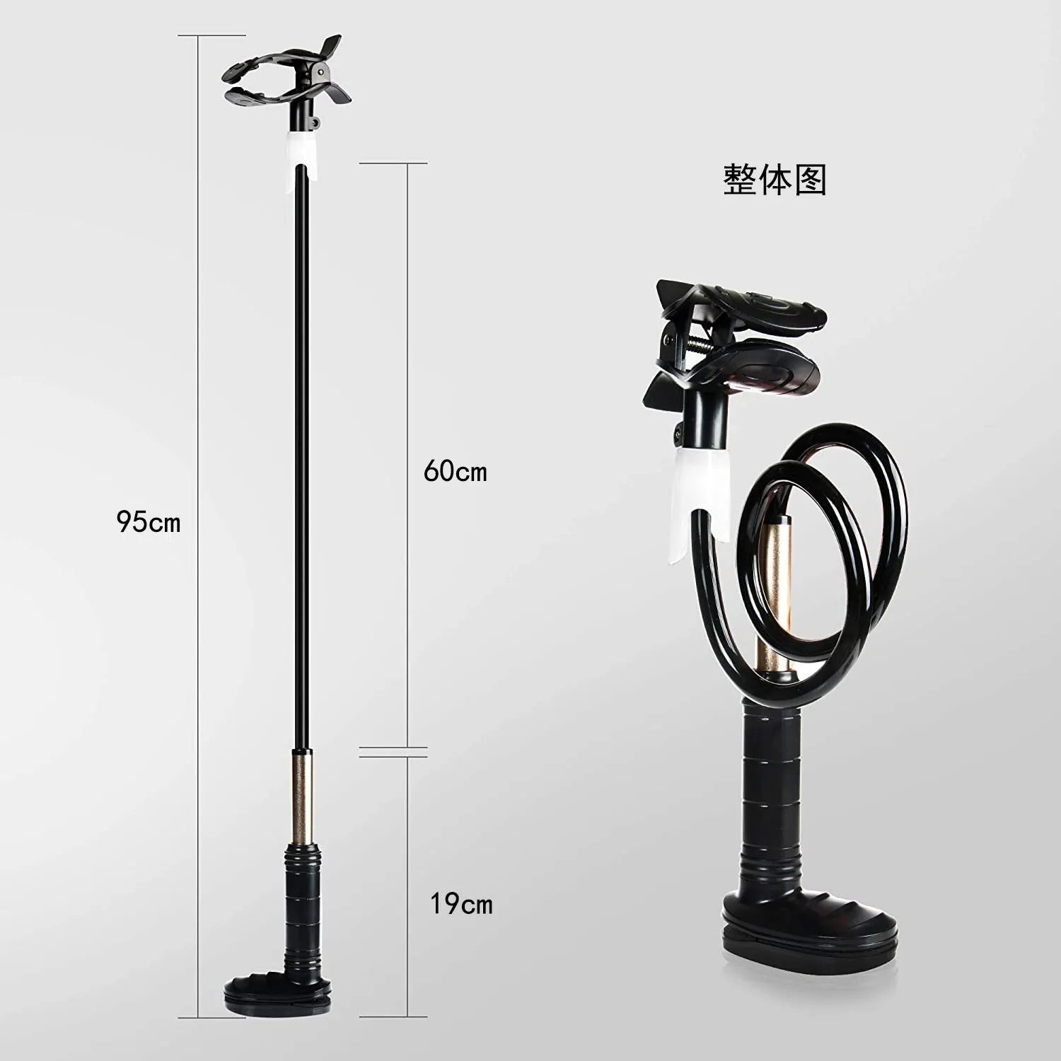 Black ventilator hose bracket made of aluminium alloy and ABS, 95cm length for bedside use