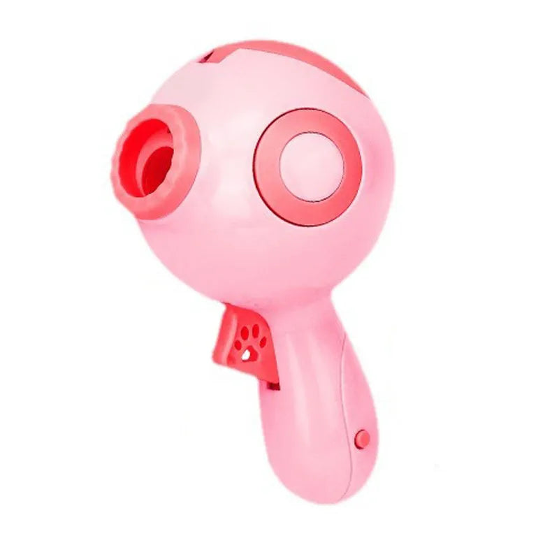 Green dog treat launcher toy measuring 15.5 cm long for interactive play and treat dispensing