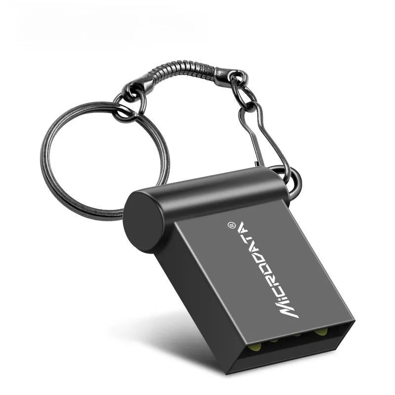Compact metal speed car design USB flash drive on a silver chain necklace.