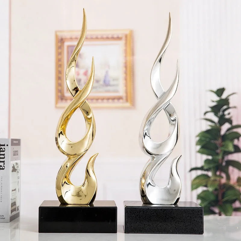 Resin high-rise festival ornament in modern minimalist style with metallic finish