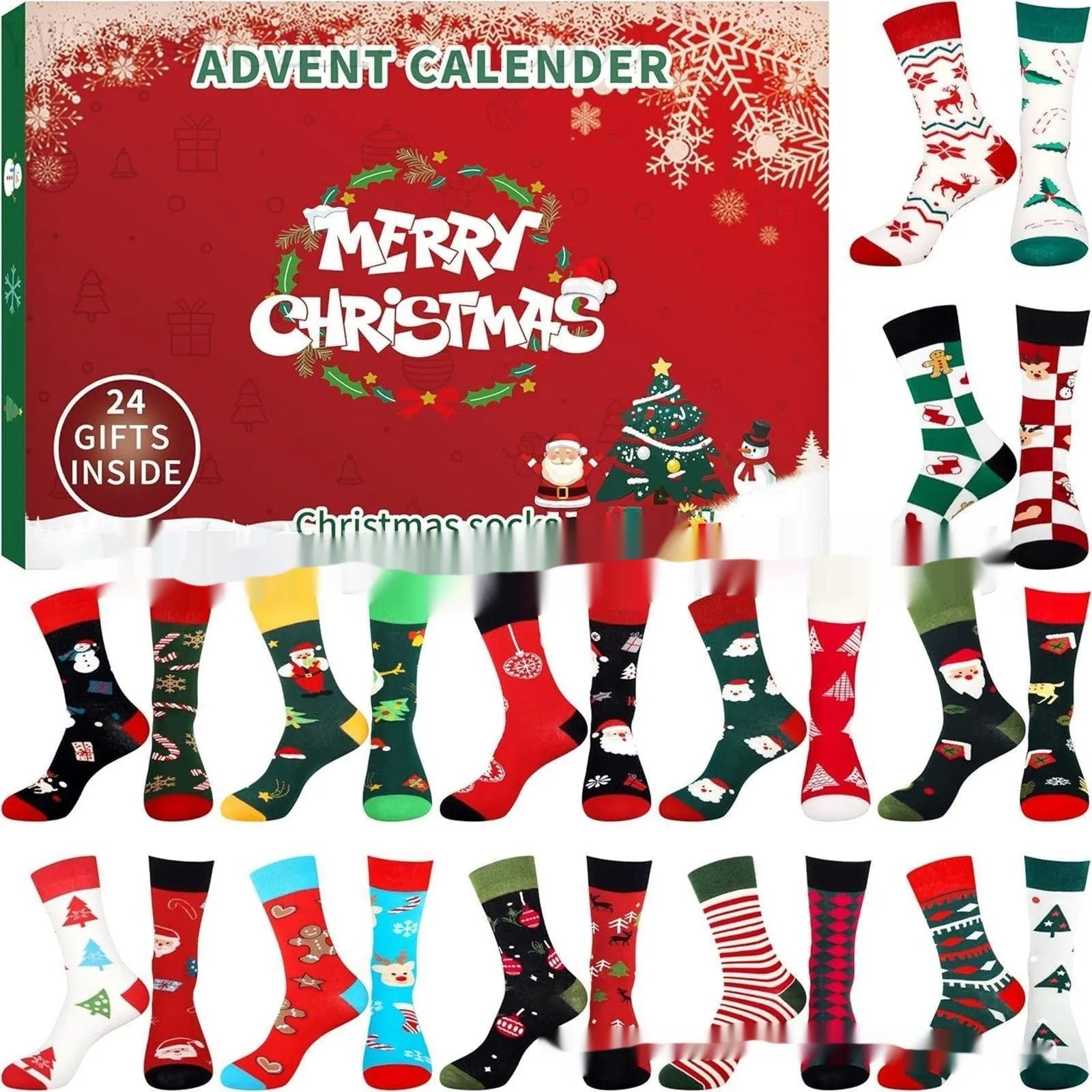 Christmas socks blind box containing one random resin craft ornament for holiday decorations