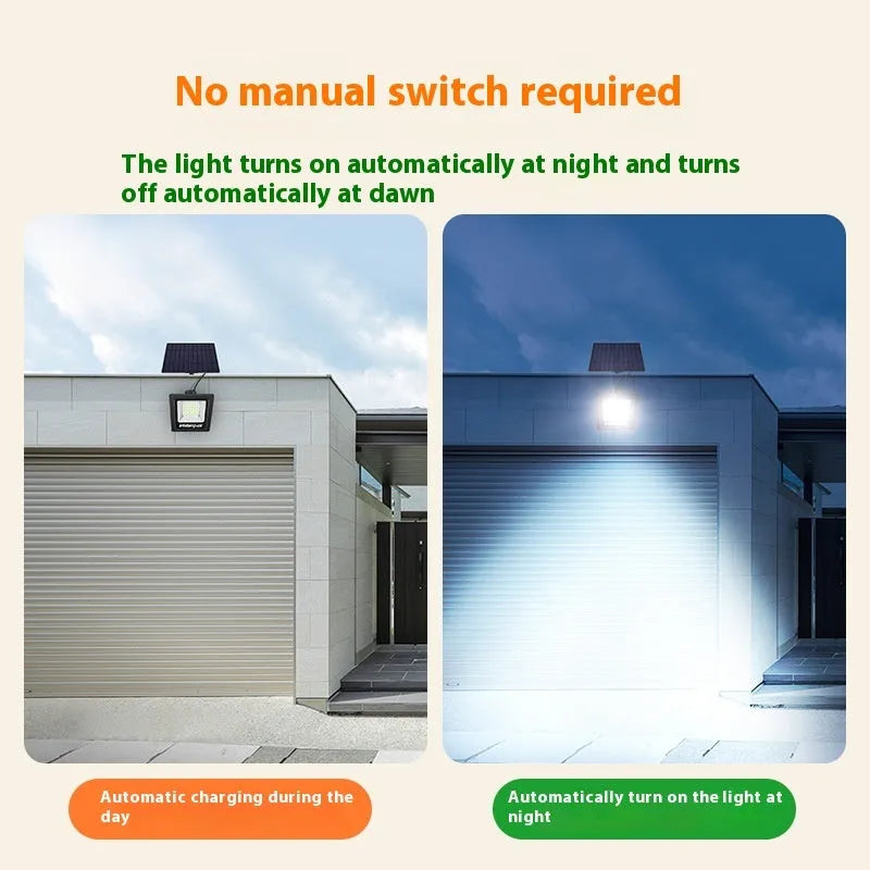 Outdoor solar garden light with solar panel and LED illumination for courtyard or pathway lighting