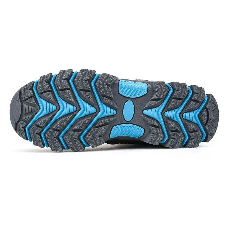 Men's tactical high-top outdoor mountaineering boots with wear-resistant rubber outsole in black