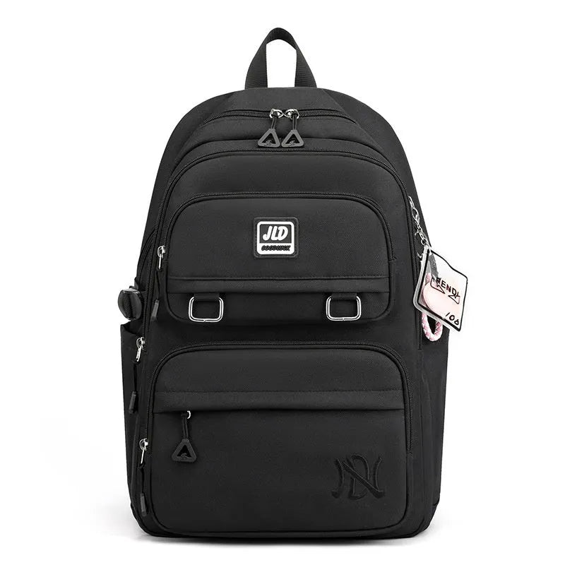 Girls' large capacity nylon school backpack with physiological curve backplane in multiple colour options