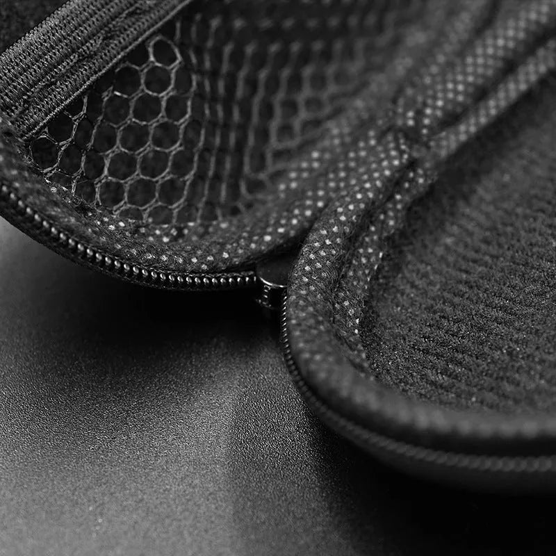 Black oval leather earphone storage bag for EDX PRO and compatible audio accessories