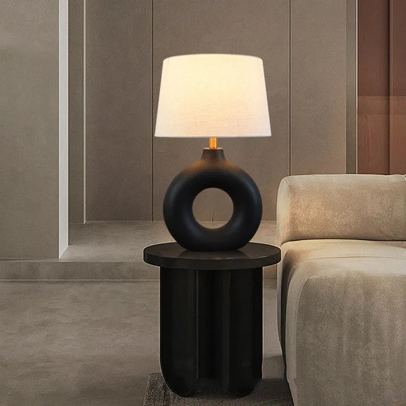 Japanese-style Feng pottery pot table lamp in white or black colour, 52cm height