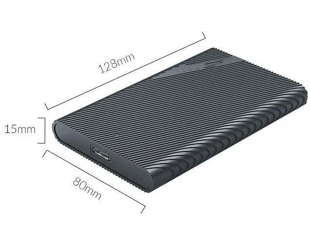 Black ABS plastic 2.5-inch USB 3.0 external hard drive case for laptop SSD or HDD enclosure